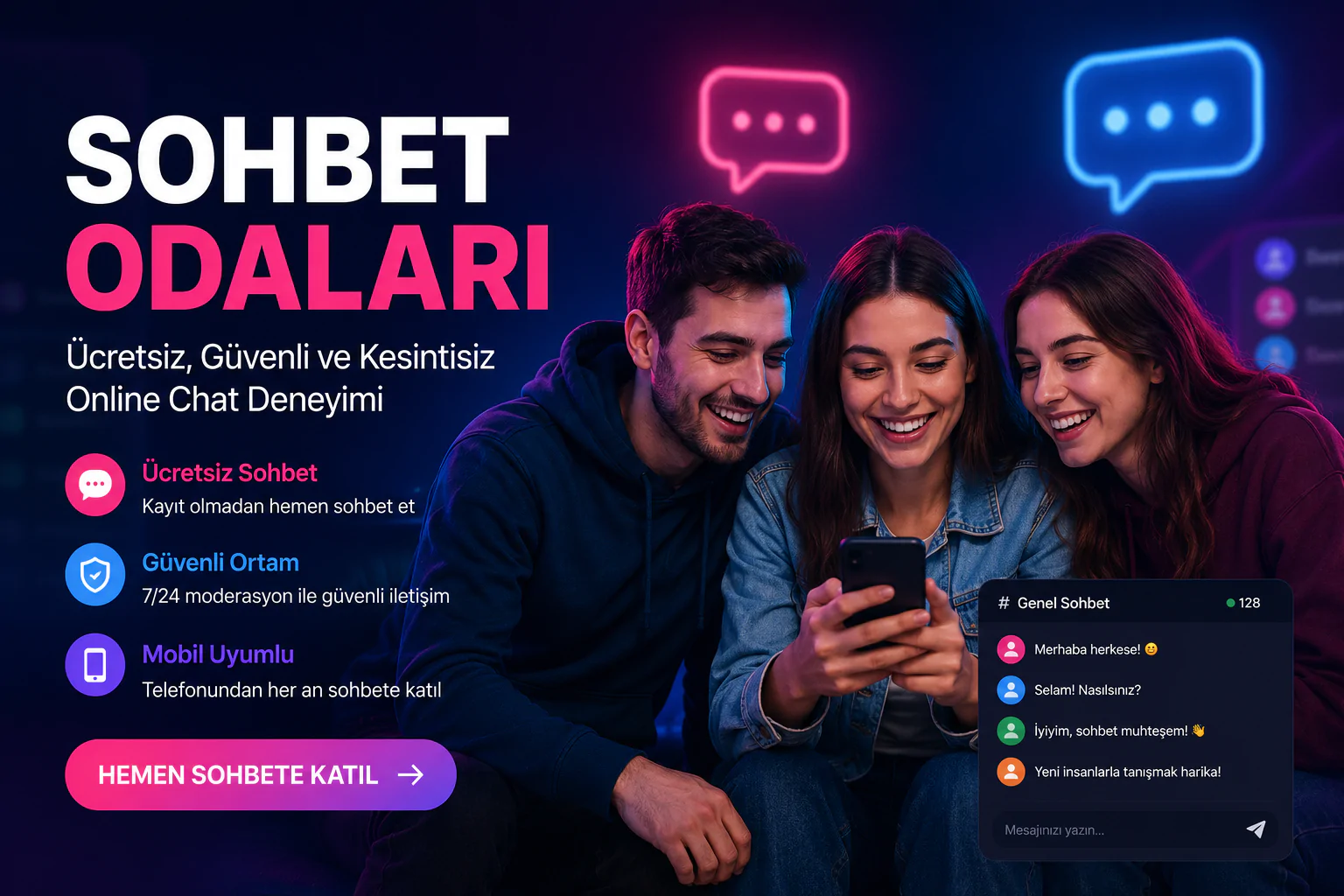 Mobil Sohbet Odaları İle Yeni Arkadaşlar Edin, Yeni İnsanlarla Tanışmanın En Kolay Yolu, Mobil Sohbetle Kolay Yoldan İletişim Kurmanın Farkını Yaşayın 